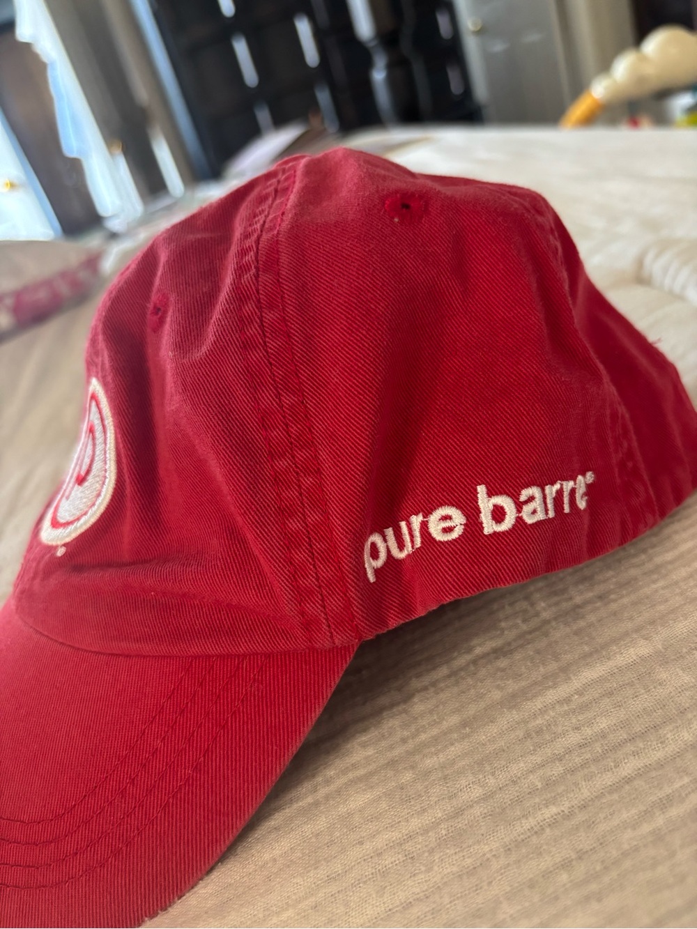 Pure Barre Alternative Red Baseball Cap with Cream Embroidered Circle Logo - Picture 2 of 3